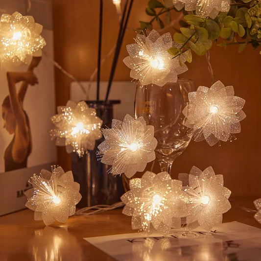 LED Flower Fairy Lights – Warm Bloom String Garland
