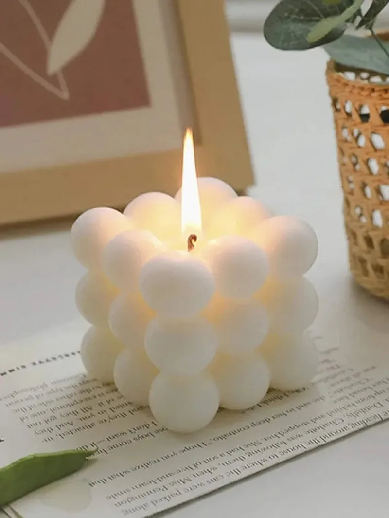 Handmade Scented Art Candle – Luxury Soy Wax Sphere & Cube Design